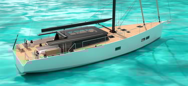 OceanEx barca a vela oceanica realizzata in legno compensato made in Italy, bianca e nera